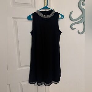 Nick and Nash Sleeveless Black shift dress with embellished collar